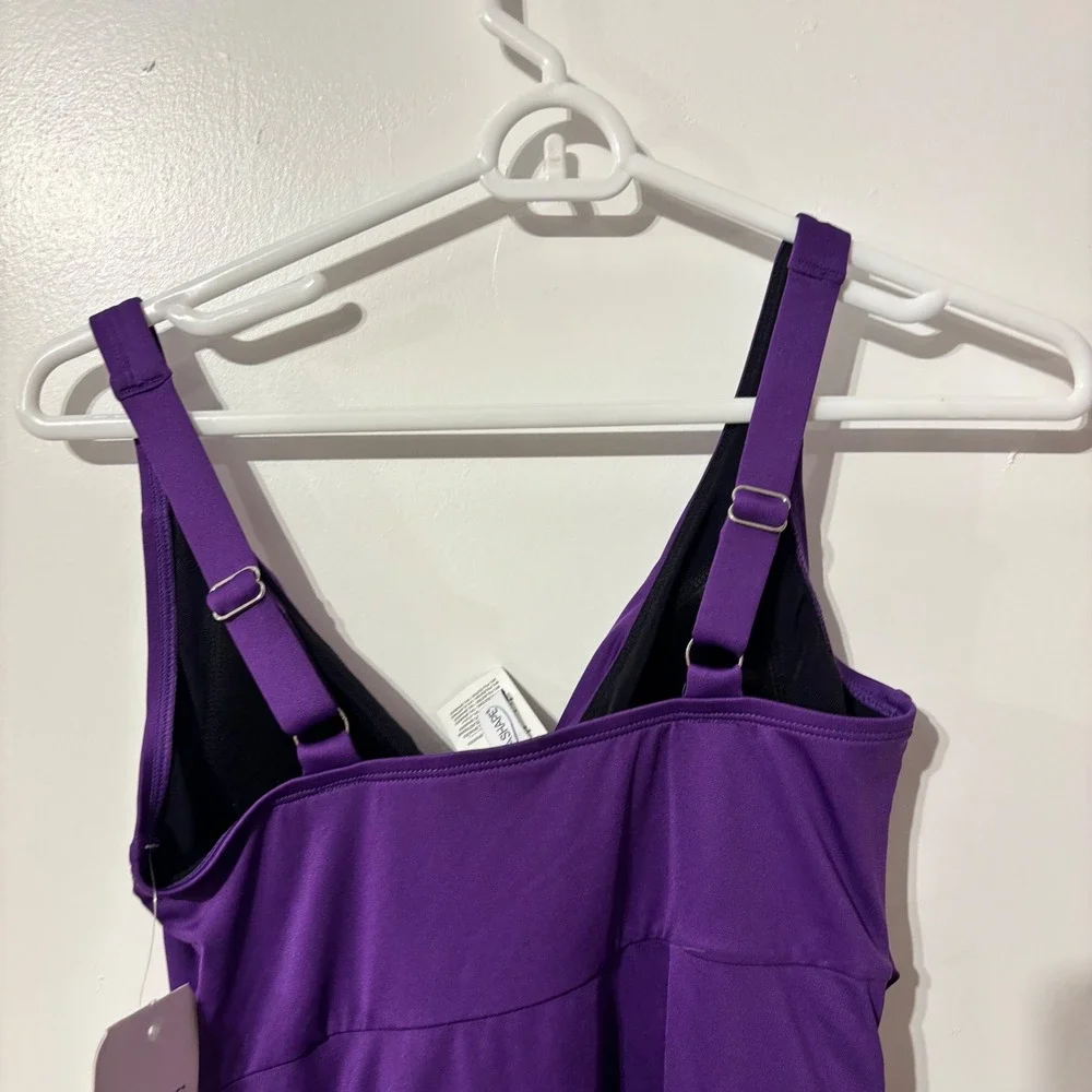 Dolfin AquaShape Purple Tankini Top Surplice Tummy Control Mastectomy Friendly S